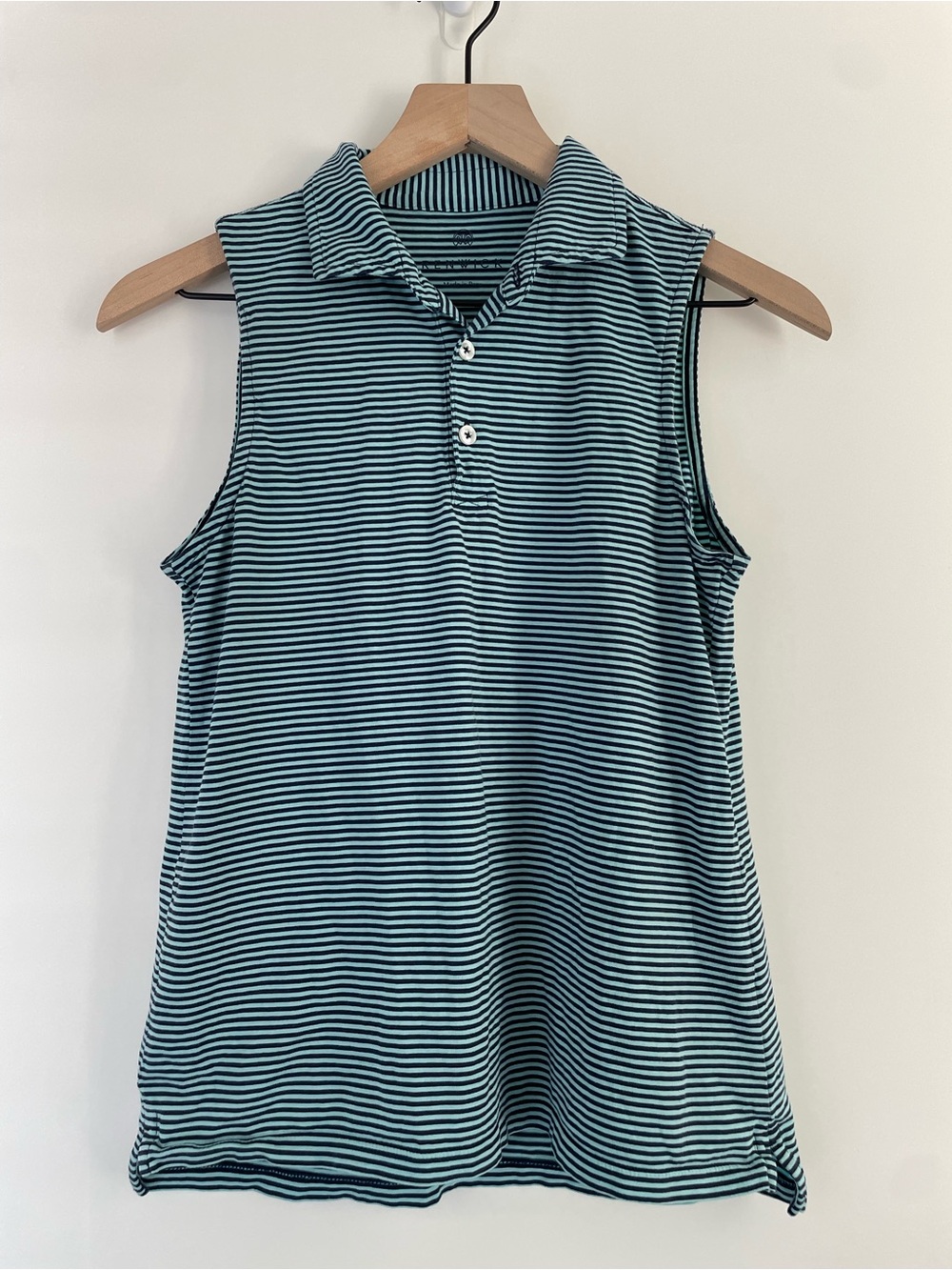 Renwick Sleeveless Golf Polo | Women’s XS | Blue Horizontal Stripe | Pima Cotton